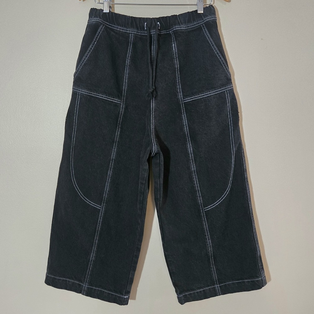 Skater Ultra Baggy Crop Jeans with Contrast Top Stitch - Streetwear x Utility